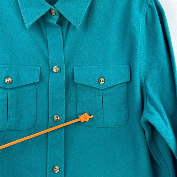 Vintage L.L Bean Shirt Womens Small Green Cotton Button Up‎ Long Sleeve - Picture 5 of 10